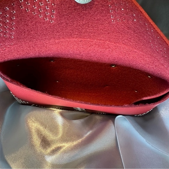 Burgundy Rhinestone Studded Belt Bag Fanny Pack - Picture 9 of 10